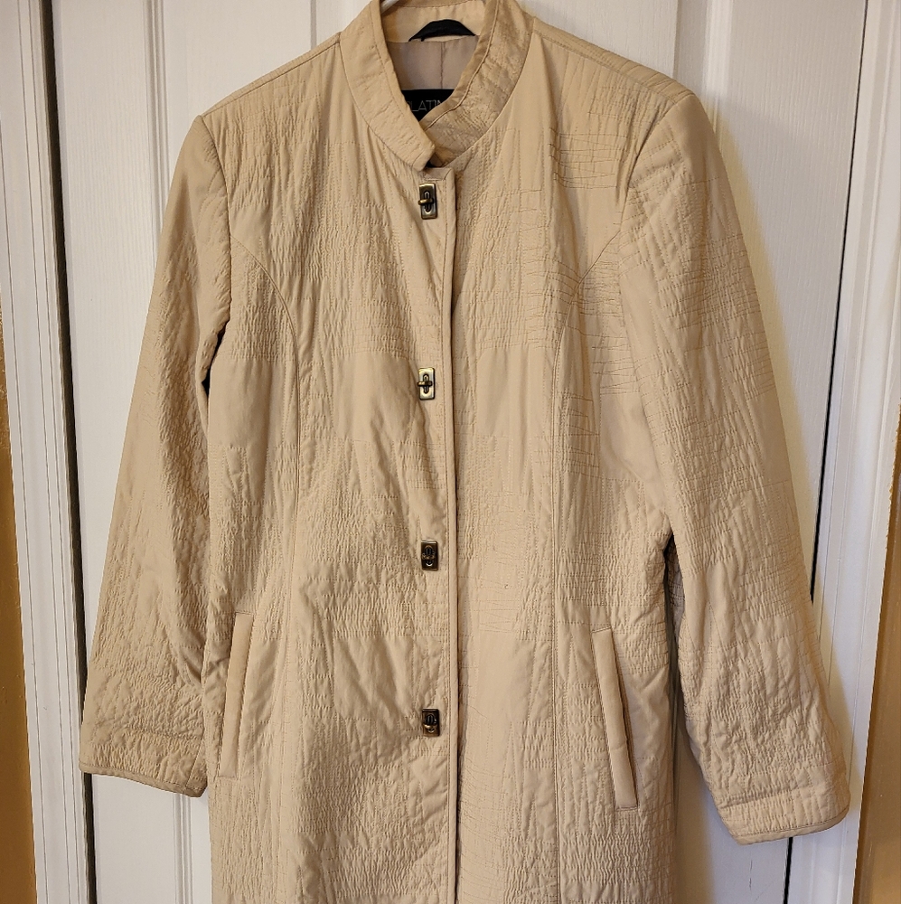 Women's Beige Quilted Coat By PLATINUM